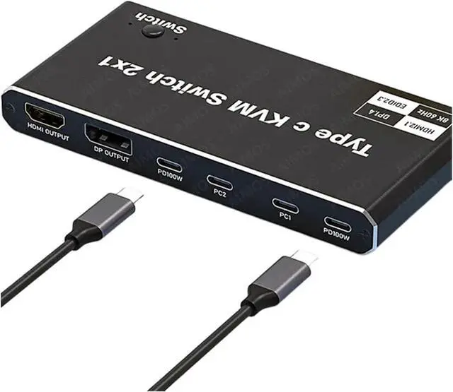 Main image of Ennovor HDMI 2.1 8K 2x1 Thunderbolt 4 USB C KVM Switch 100W PD Charge 4K 144Hz Type C KVM Switch Switcher for 2 Laptop M*ac*Book 1 Monitor