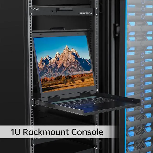 Alt view image 2 of 7 - Ennovor MT-VIKI Rack KVM Switch w/ 19'' LCD Monitor, Rackmount KVM Monitor Console Drawer+Keyboard+Touchpad+8 VGA Cable, Support OSD/Hotkey/Button Switch, 1280X1024@60H