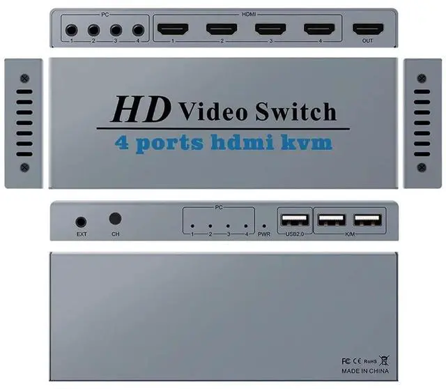 Main image of Ennovor 4K Switch KVM HDMI Switcher 4-Port USB HDMI KVM Switch 4X1 4kX2K/30HZ HDCP 1.2 for PC Laptop Windows&ma*cs