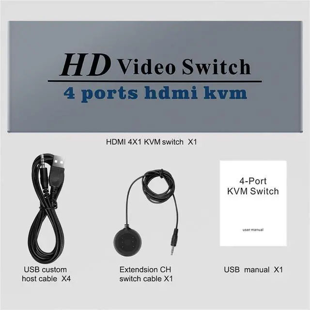 Alt view image 7 of 7 - Ennovor 4K Switch KVM HDMI Switcher 4-Port USB HDMI KVM Switch 4X1 4kX2K/30HZ HDCP 1.2 for PC Laptop Windows&ma*cs