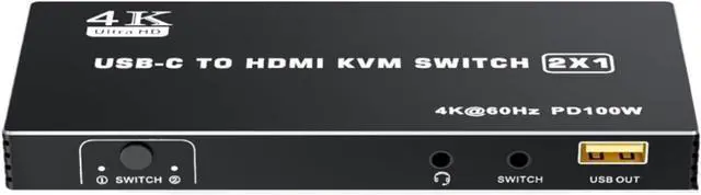 Main image of Ennovor USB-C to HDMI KVM Switcher 2X1HDMI 2.0 4K@60Hz Video Dual Port Type-C KVM Switch with PD Charging for 2 Computer