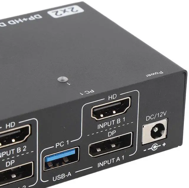 Alt view image 7 of 7 - Ennovor USB KVM Switch Hub, 2 Screen 2 Computers Sharing 4USB 3.0 Ports 4K at. 120Hz HD Multimedia Interface KVM Switcher Supports Display Port (US Plug)