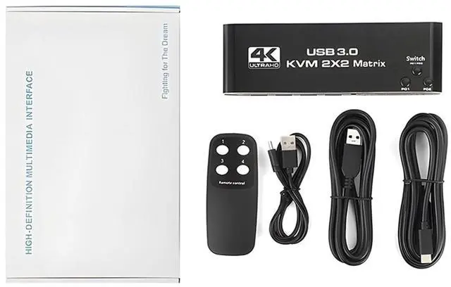 Alt view image 2 of 2 - Ennovor 2x2 HDMI KVM Switch Matrix 4K 60Hz Dual Monitor KVM HDMI Extended Display USB KVM Switcher 2 in 2 Out for 2 Computers 2 Monitors