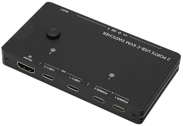 Alt view image 2 of 7 - Type C KVM Switch 2 in 1 Out 10Gbps 4K 60Hz Self Adaptive EDID USB C KVM Switcher for Laptop Desktop Monitor, with 100W PD, USB3.1 Gen2 Hub, 4 USB Ports, Plug and