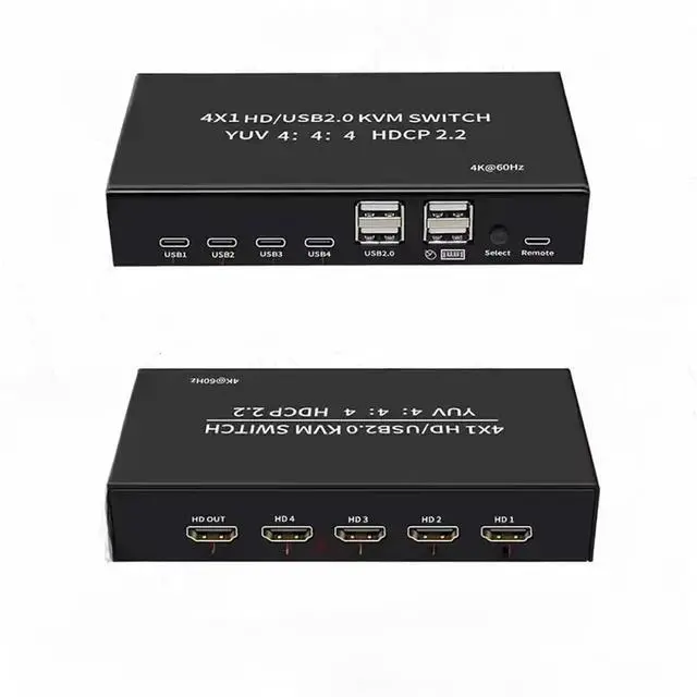 Alt view image 2 of 6 - Ennovor KVM Switch 4K HDMI-Compatible Switcher USB 2.0 Hub Docking Station Dock 2 PC Share 4 USB Devices Keyboard Mouse Printer KVM(4 in 1 Out KVM)