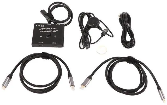 Main image of Ennovor USB C Switcher KVM Switch USB C Bi Directional Switcher 2 in 1 Out 1 in 2 Out Support 8K 60Hz 10Gbps 100W Charging USB Type C KVM Switch for Laptops