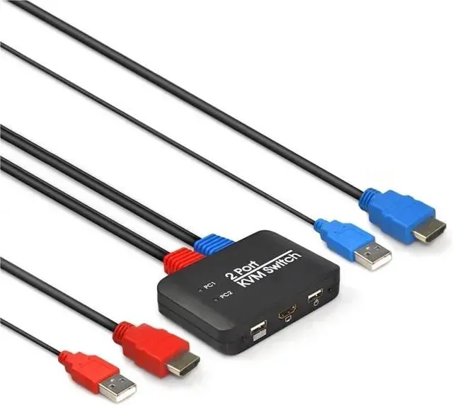 Alt view image 4 of 6 - Ennovor 4K@60Hz 2 Port KVM Switch Support Keyboard and Mouse Control KVM Switch 2 Input 1 Output for Computer Laptop DVD PS*5 HDTV