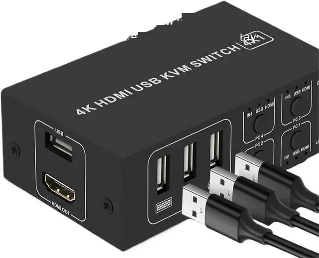 Alt view image 2 of 2 - Ennovor 4x1 HDMI KVM Switch 4 in 1 Out 4K 60Hz USB Switcher Converter with Desktop Controller 4 PC Share Monitor Mouse Keyboard Camera