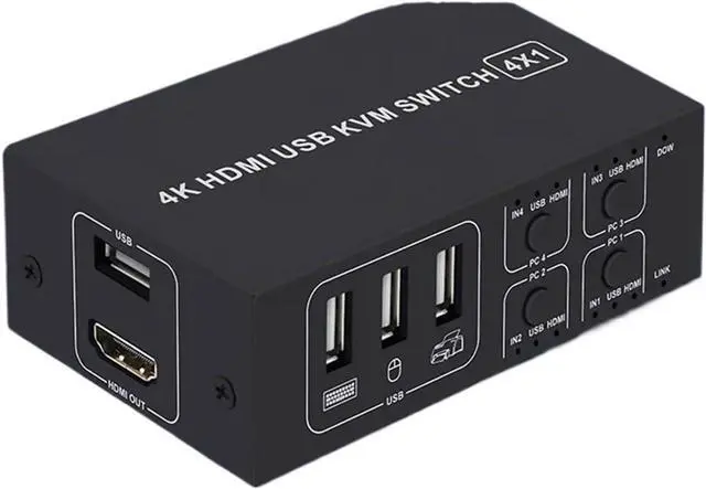 Main image of Ennovor 4x1 HDMI KVM Switch 4 in 1 Out 4K 60Hz USB Switcher Converter with Desktop Controller 4 PC Share Monitor Mouse Keyboard Camera