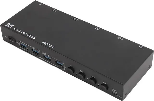 Alt view image 7 of 7 - Ennovor Zunate 4 Computers 2 Displays KVM Switch, 8K30Hz 4K144Hz USB3.0 Switcher with Remote, for Office Conference Teaching (US Plug 100 to 240V)