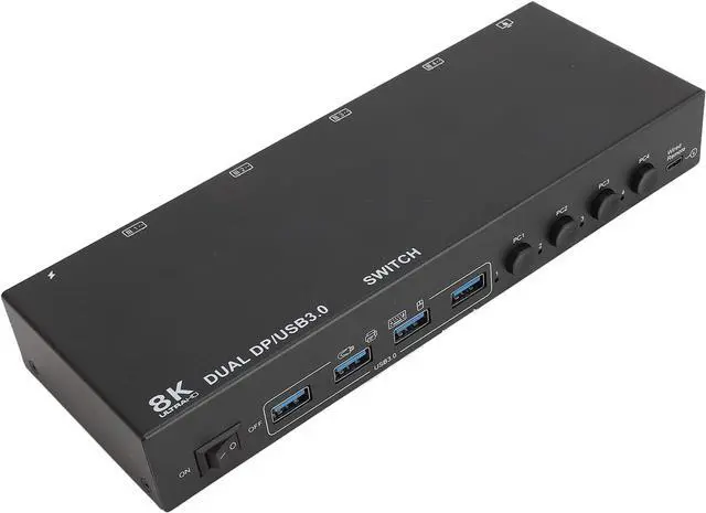 Alt view image 6 of 7 - Ennovor Zunate 4 Computers 2 Displays KVM Switch, 8K30Hz 4K144Hz USB3.0 Switcher with Remote, for Office Conference Teaching (US Plug 100 to 240V)