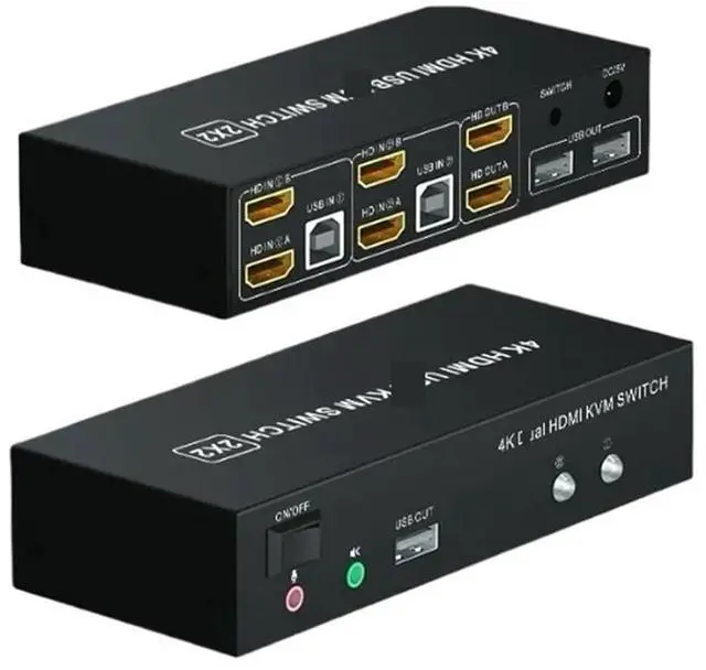 Main image of Ennovor Dual Monitor HDMI DisplayPort KVM Switch 4K 60Hz 2X2 Mixed inputs DP HDMI KVM Switch 2 Monitors 2 Computers for PC