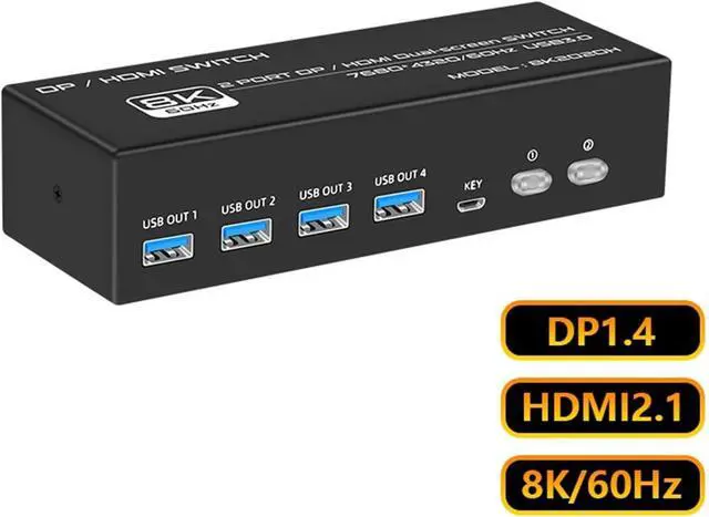 Alt view image 3 of 7 - Ennovor 8K HDMI 2X2 Switch Video Splitter, HDMI Switch Splitter HDMI Switch Splitter for HDTV PC Gamepad Console