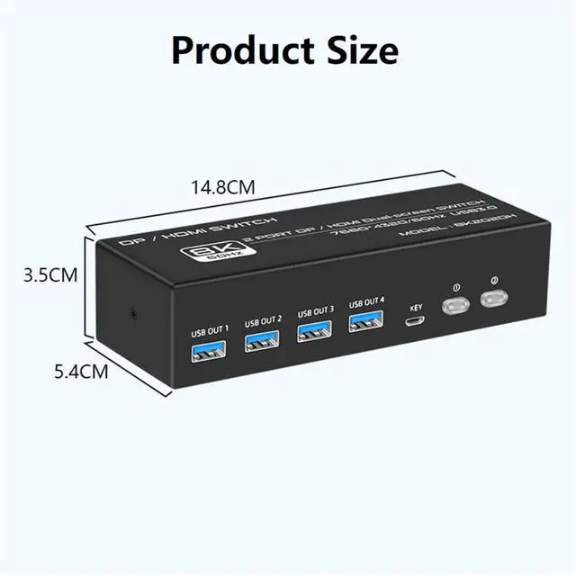 Alt view image 7 of 7 - Ennovor 8K HDMI 2X2 Switch Video Splitter, HDMI Switch Splitter HDMI Switch Splitter for HDTV PC Gamepad Console
