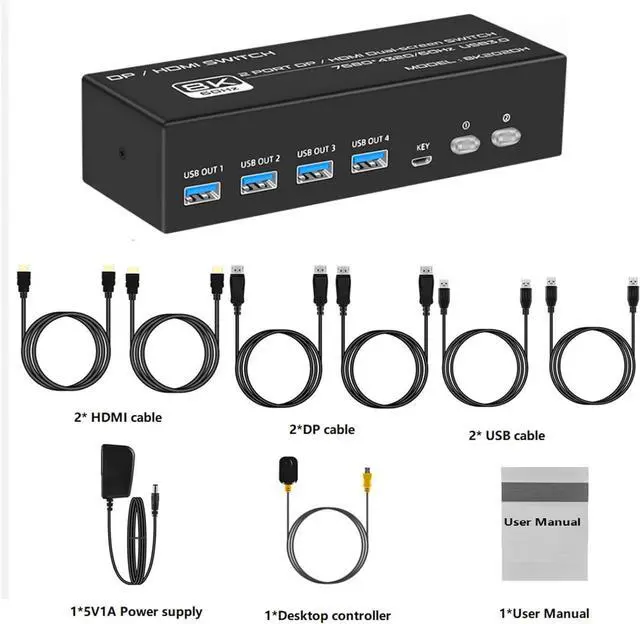 Alt view image 6 of 7 - Ennovor 8K HDMI 2X2 Switch Video Splitter, HDMI Switch Splitter HDMI Switch Splitter for HDTV PC Gamepad Console