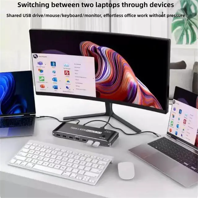 Alt view image 6 of 7 - Ennovor 8K USB C KVM Switch Set HDMI&DP Dual Port Output PD 100W Reverse-Charge Laptop for Windows 7/8/10/11