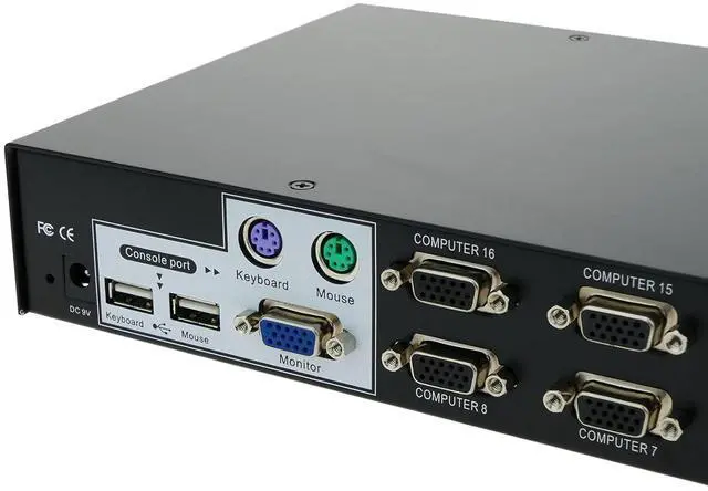 Alt view image 4 of 7 - Ennovor BeMatik 1U Rack KVM Switch USB PS2 VGA Uniclass 1KVM 16CPU