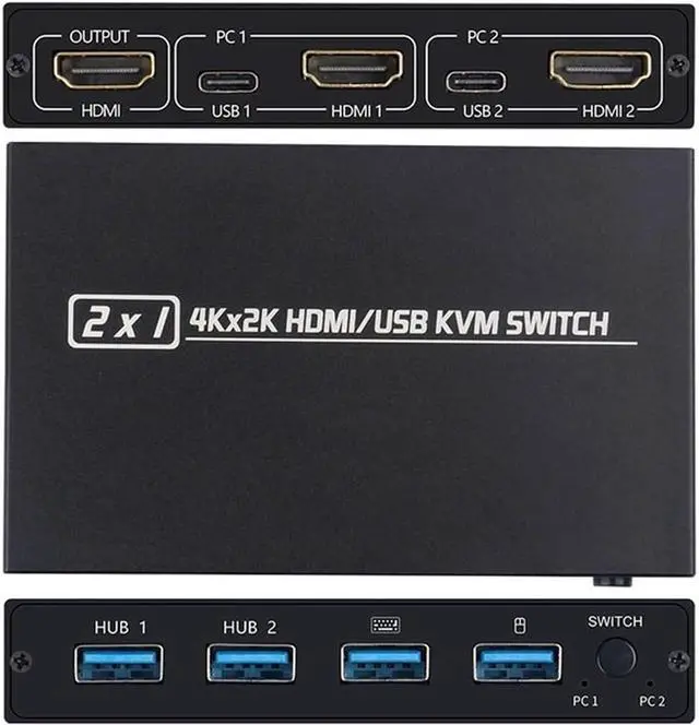 Alt view image 2 of 2 - Ennovor HDMI KVM Switch 4 Port 4K USB Switch KVM VGA Switcher Splitter Box for Sharing Printer Keyboard Mouse KVM Switch HDMI USB Hub