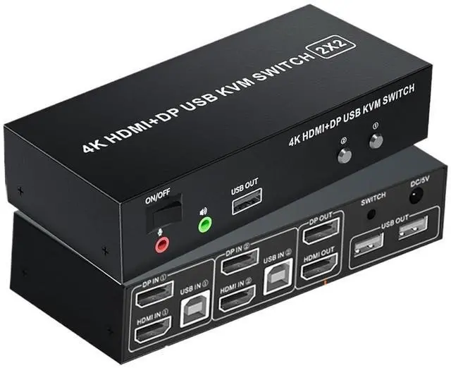 Main image of Ennovor HDMI KVM Switch Dual Monitor 4K 60Hz 2X2 KVM Switch HDMI 2.0 USB DisplayPort for 2 Monitors Extended Mirror Mode(HDMI 2X2)