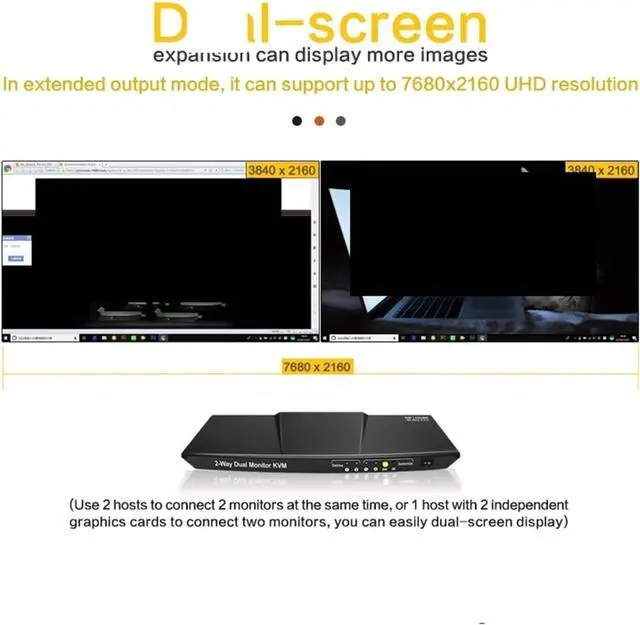 Alt view image 2 of 2 - Ennovor Hotkey hdmi dp kvm Switch 4 Port Dual Monitor 4 in 2 Out hdmi Splitter for Extend Screens USB kvm Switch Keyboard selector 4x2(UK Plug)