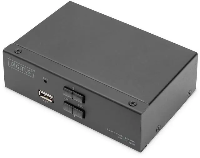 Main image of Ennovor DIGITUS Displayport KVM Switch - 2-Port Single Display - 2 PC 1 Monitor - 1x Mouse, Keyboard & Audio for 2 Computers - UHD 4K@60Hz (4096 x 2160p) - Hot Key Switch - 1x USB 2.0 Hub - Black