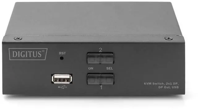 Alt view image 6 of 7 - Ennovor DIGITUS Displayport KVM Switch - 2-Port Single Display - 2 PC 1 Monitor - 1x Mouse, Keyboard & Audio for 2 Computers - UHD 4K@60Hz (4096 x 2160p) - Hot Key Switch - 1x USB 2.0 Hub - Black