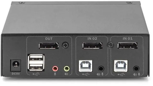 Alt view image 7 of 7 - Ennovor DIGITUS Displayport KVM Switch - 2-Port Single Display - 2 PC 1 Monitor - 1x Mouse, Keyboard & Audio for 2 Computers - UHD 4K@60Hz (4096 x 2160p) - Hot Key Switch - 1x USB 2.0 Hub - Black