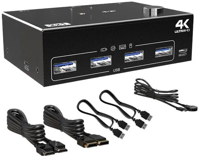 Main image of Ennovor DP USB 3.0 KVM Switch Dual Monitor Display Port HDMI-Compatible Switcher for 2 Computer Laptop Share Keyboard Mouse Monitors