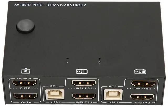 Main image of Ennovor Dilwe 2 Port KVM Switch Dual Monitor HDMI 4K 30Hz, Dual Monitor KVM Switch for 2 Computers Share USB Keyboard Mouse Monitor KVM Converter
