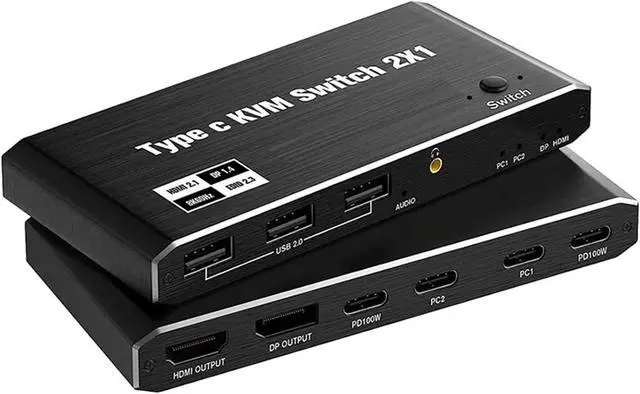 Main image of Ennovor Type-C Thunderbolt 3 4 USB C KVM Switch 4K 144Hz USB 2.0 KVM Switch USB 8K 60Hz HDMI DP USB KVM Switcher for M*ACB*OOK Laptop