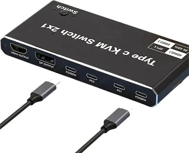 Alt view image 2 of 2 - Ennovor Type-C Thunderbolt 3 4 USB C KVM Switch 4K 144Hz USB 2.0 KVM Switch USB 8K 60Hz HDMI DP USB KVM Switcher for M*ac*Book Laptop