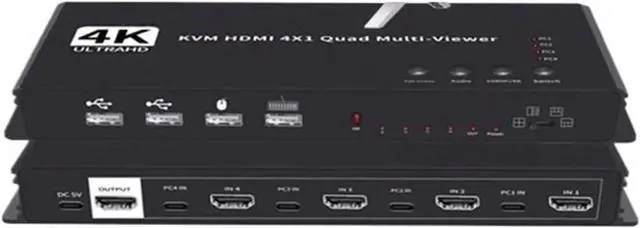 Main image of Ennovor 4 Port HDMI Quad Multi-Viewer with KVM Switch 4x1 HDMI KVM Multiviewer Seamless Switch Support Keyboard Mouse for PC Camera Game