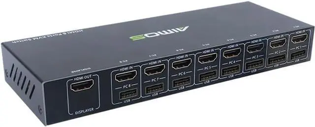 Main image of Ennovor S 8 in 1 Out HDMI KVM Switch Sharing Monitor/Keyboard//Printer Among 8 Hosts/ 4K@30Hz/dio&Video Sync Output Black
