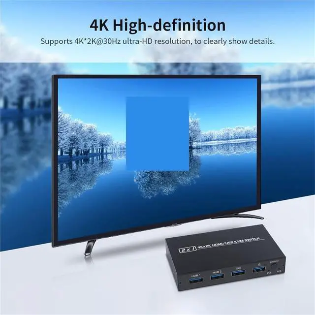 Alt view image 3 of 7 - Ennovor AM-KVM 201CL 2-in-1 HDMI-Compatible/USB KVM Switch Support HD 2K*4K 2 Hosts Share 1 Monitor/Keyboard& Mouse Set KVM Switch(AM-KVM 201CL)