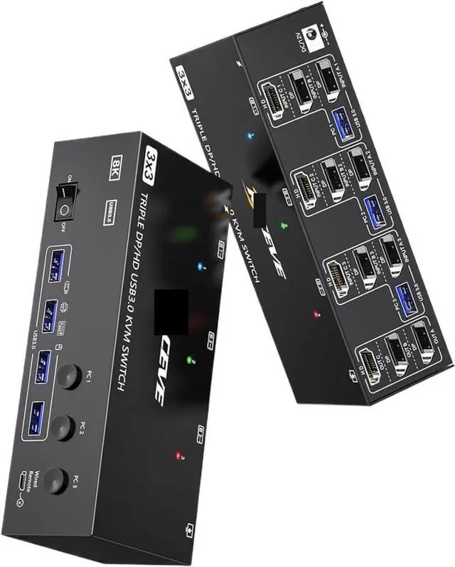 Main image of 2 HDMI USB 3.0 KVM Switch 3 Monitors 3 Computers, Triple Monitor KVM with 4 USB 3.0 Ports Keyboard Mouse Switcher(303DH US)