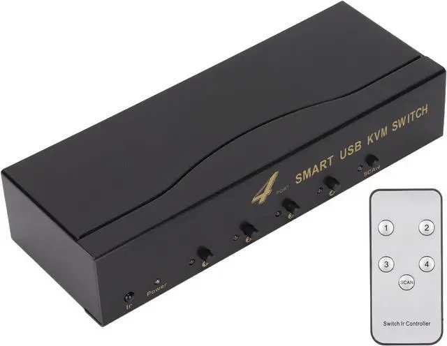 Main image of Ennovor 4 in 1 VGA Kvm Switch, 2 Switching Modes, 1920 X 1440 Resolution, Metal Housing Fingerprint Resistant Dust Resistant Heat Dissipation Suitable for Win for Video Conferencing(USA)