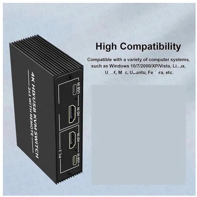 Alt view image 6 of 7 - Ennovor 4K KVM Switcher HDMI-Compatible Switch Docking Station USB 2.0 Hub Dock 2 Computers Share 4 USB Devices Keyboard Printer KVM(4 in 1 Out KVM)