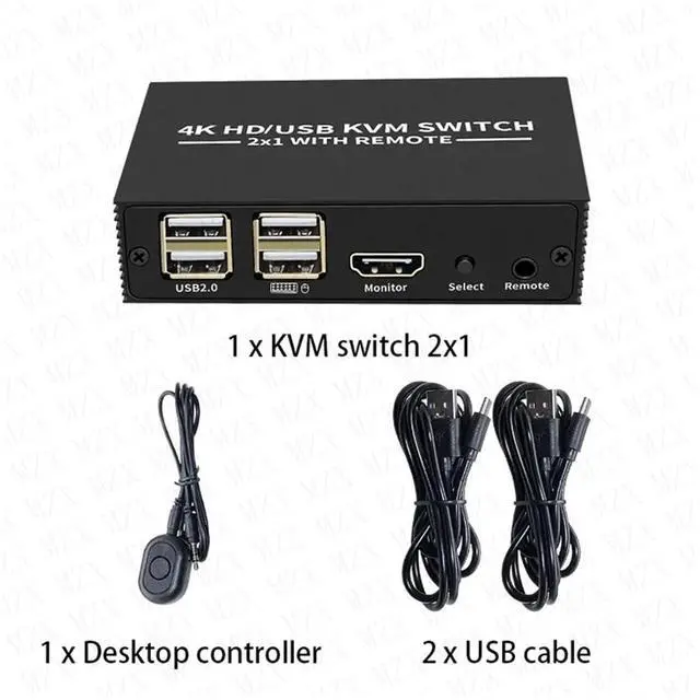 Alt view image 7 of 7 - Ennovor 4K KVM Switcher HDMI-Compatible Switch Docking Station USB 2.0 Hub Dock 2 Computers Share 4 USB Devices Keyboard Printer KVM(4 in 1 Out KVM)