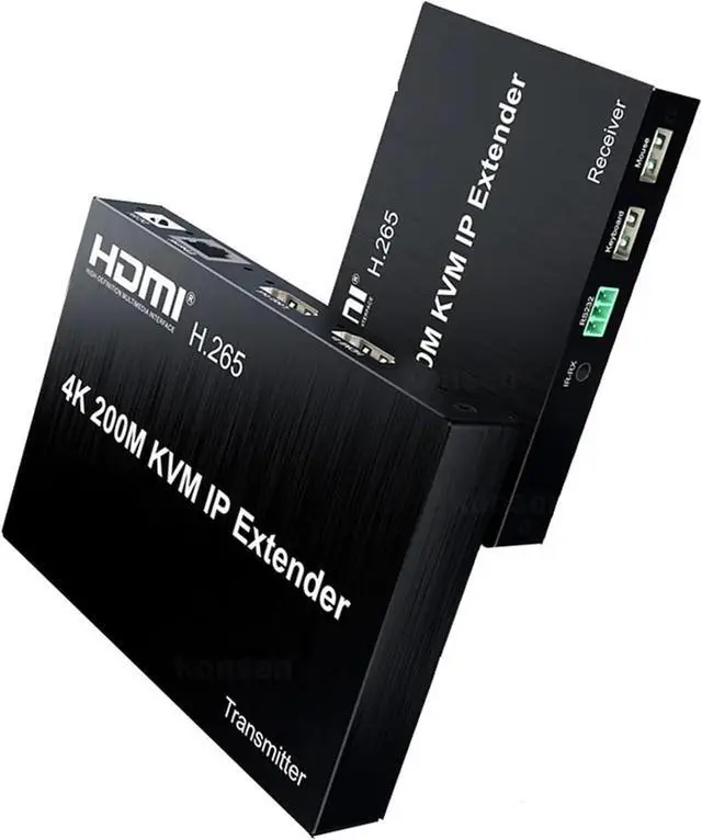 Alt view image 3 of 3 - Ennovor 4K 200M HDMI IP KVM Extender Over Cat5e/6 HDMI KVM Matrix Extender with USB by Network Switch one to Many Support Mouse Keyboard(1 TX and 1RX,with US Plug)