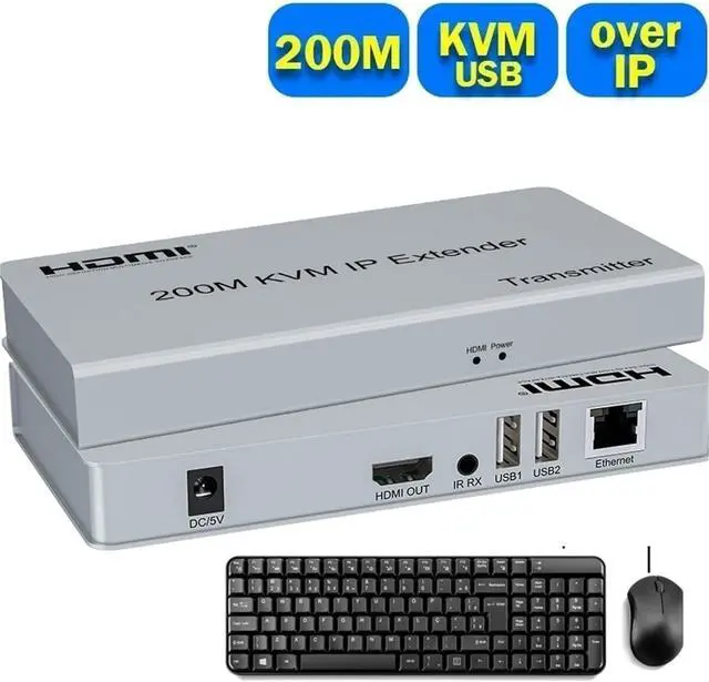 Alt view image 2 of 2 - Ennovor 200M HDMI KVM Extender Over IP RJ45 cat5e/6 1080P HDMI USB KVM Ethernet Extender one to Many by Network Switch for PC DVR(with UK Plug)