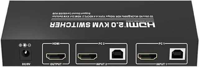 Main image of Ennovor HDMI-Compatible 2.0 USB 2x1 KVM Switcher 4K@60Hz HDR Hotkey Remote Control HDCP2.2 Video Switch Keyboard Mouse Selector for PC(USB 2.0 Version)