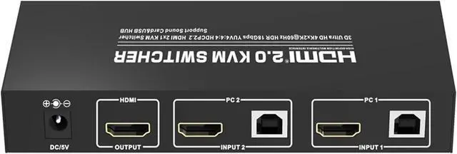 Alt view image 2 of 3 - Ennovor HDMI-Compatible 2.0 USB 2x1 KVM Switcher 4K@60Hz HDR Hotkey Remote Control HDCP2.2 Video Switch Keyboard Mouse Selector for PC(USB 2.0 Version)