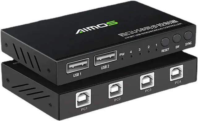 Alt view image 6 of 7 - Ennovor 4 Ports Splitter - Multifuncional Keyboard Mouse Synchronizer Controller, KVM Metal Switcher, USB2.0 Full Speed Technology 12Mbps Controller,for Windows/Linux/Android/Netware System