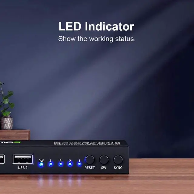 Alt view image 2 of 7 - Ennovor 4 Port USB Synchronizer - USB Keyboard Mouse Sync Controller, Aluminum Alloy KVM Switcher, DNF Game Control Synchronizer, for Game Tudios, Security Surveillance, Offices