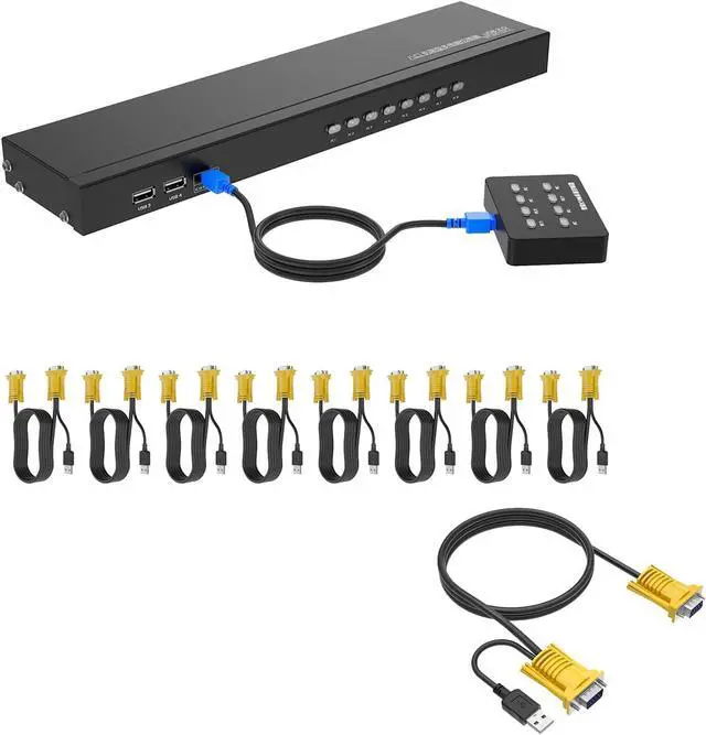 Main image of Ennovor 8 Port VGA KVM + 9 Pack VGA KVM Cables
