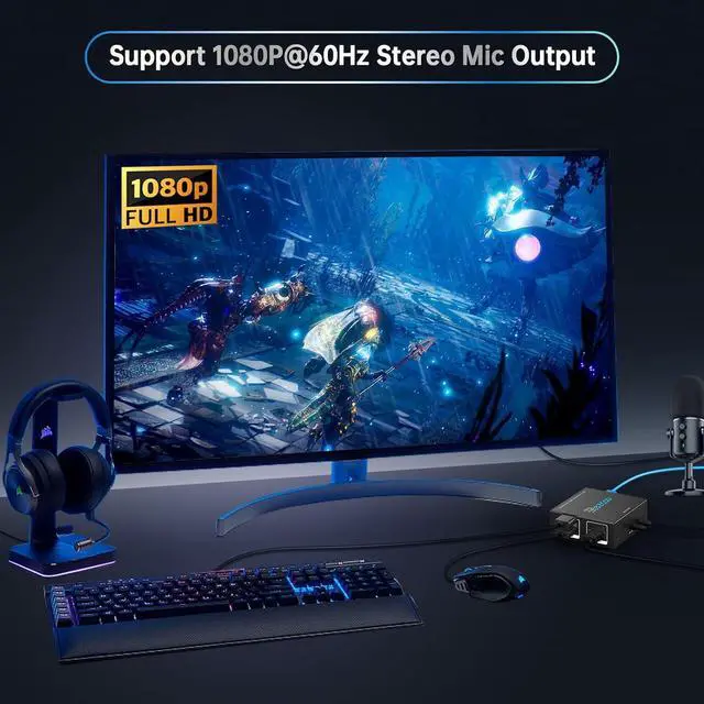 Alt view image 5 of 6 - Ennovor KVM Extender USB HDMI to RJ45 Over Cat5e/6/7 1080P@60Hz up to 150ft/50M, HDMI Over Ethernet Transmitter Receiver Support Keyboard Mouse 2 Ports USB2.0 Hub POE Stereo Audio and Microphone