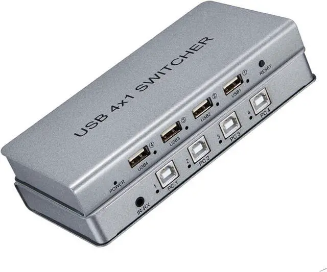 Main image of Ennovor 4 Ports Splitter - USB Keyboard Mouse Synchronizer Controller, KVM Silver Switcher, USB2.0 Full Speed Technology 12Mbps Controller, for Windows/Linux/Android/Netware System