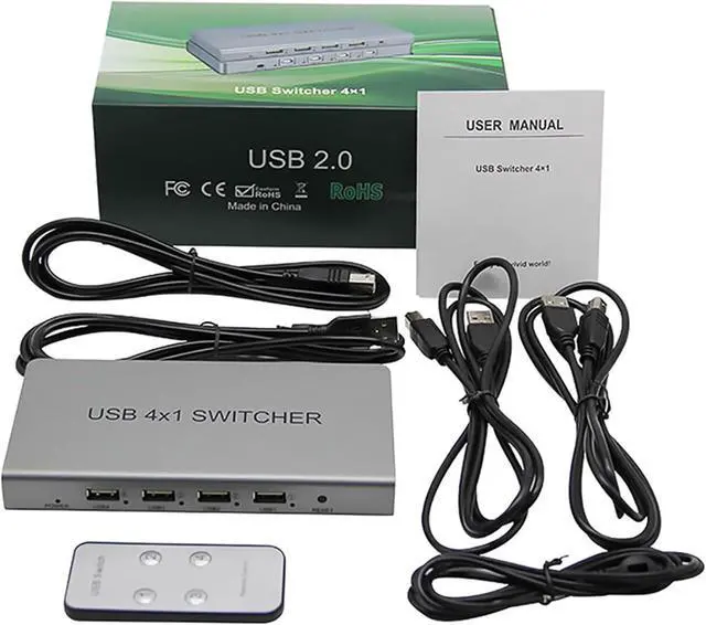 Alt view image 7 of 7 - Ennovor 4 Ports Splitter - USB Keyboard Mouse Synchronizer Controller, KVM Silver Switcher, USB2.0 Full Speed Technology 12Mbps Controller, for Windows/Linux/Android/Netware System