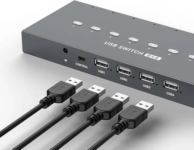 Alt view image 7 of 7 - USB Manual Switching 8 Port USB Converters Splitter for 8 PC Share USB Peripherals Printer Office Home USB2.0 Hubs