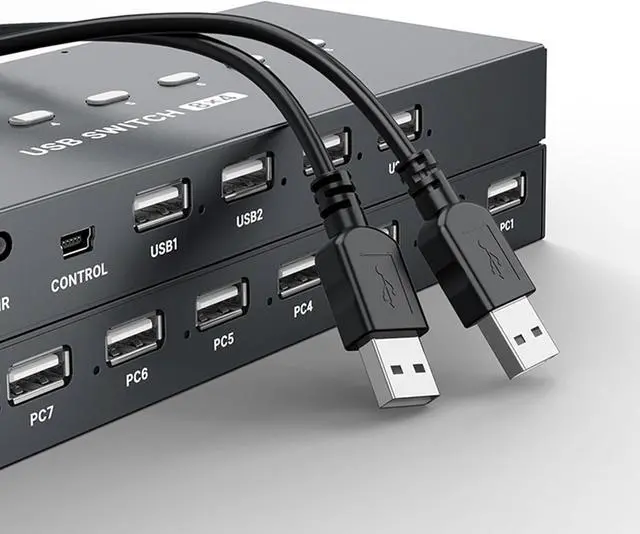 Alt view image 5 of 7 - USB Manual Switching 8 Port USB Converters Splitter for 8 PC Share USB Peripherals Printer Office Home USB2.0 Hubs